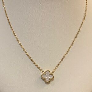 Elegant Gold Filled White Clover Necklace